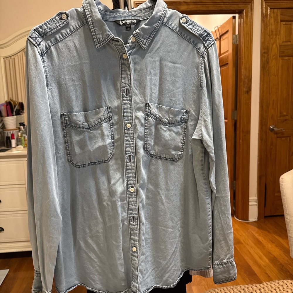 Express Sky Blue Casual Shirt